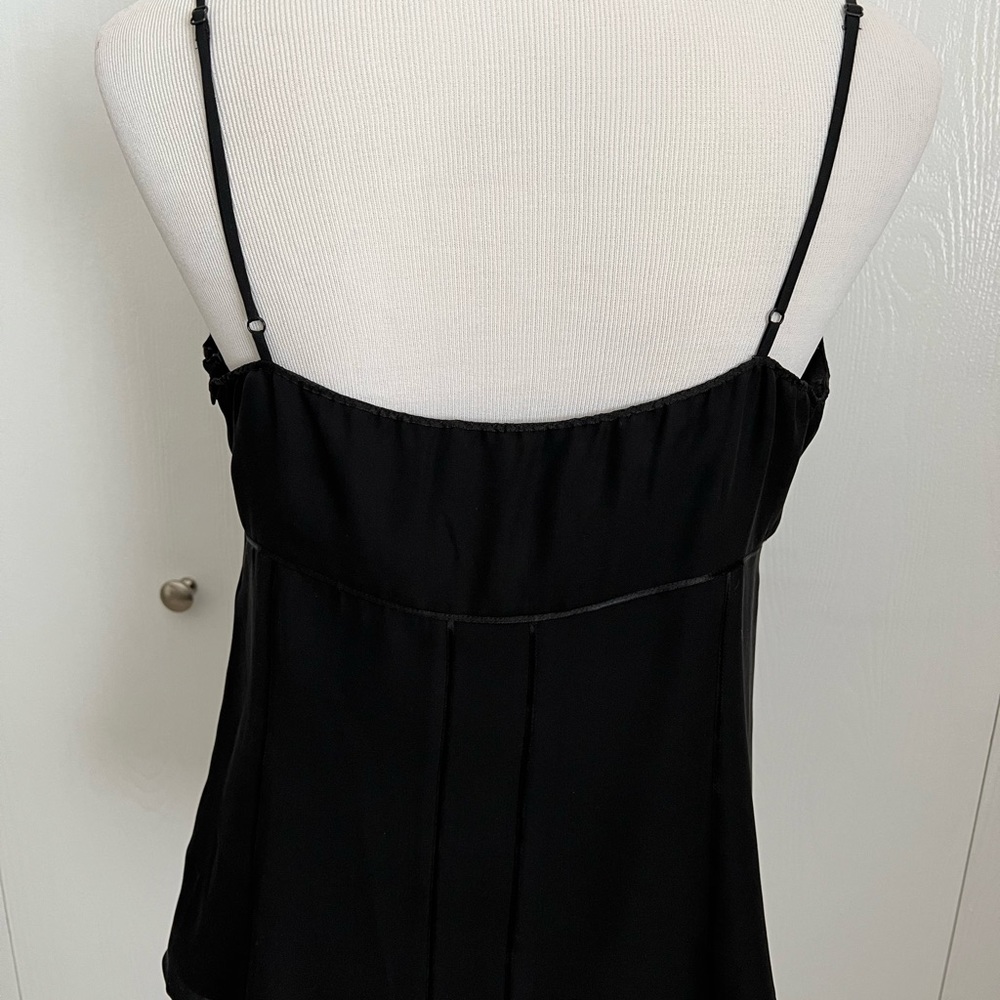 Express Design Studio Silk Chiffon Camisole Top Sz L Black Lined Side Zip - Picture 5 of 9